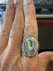 Vintage Thai Sterling Silver Abalone Statement Ring - Size 10