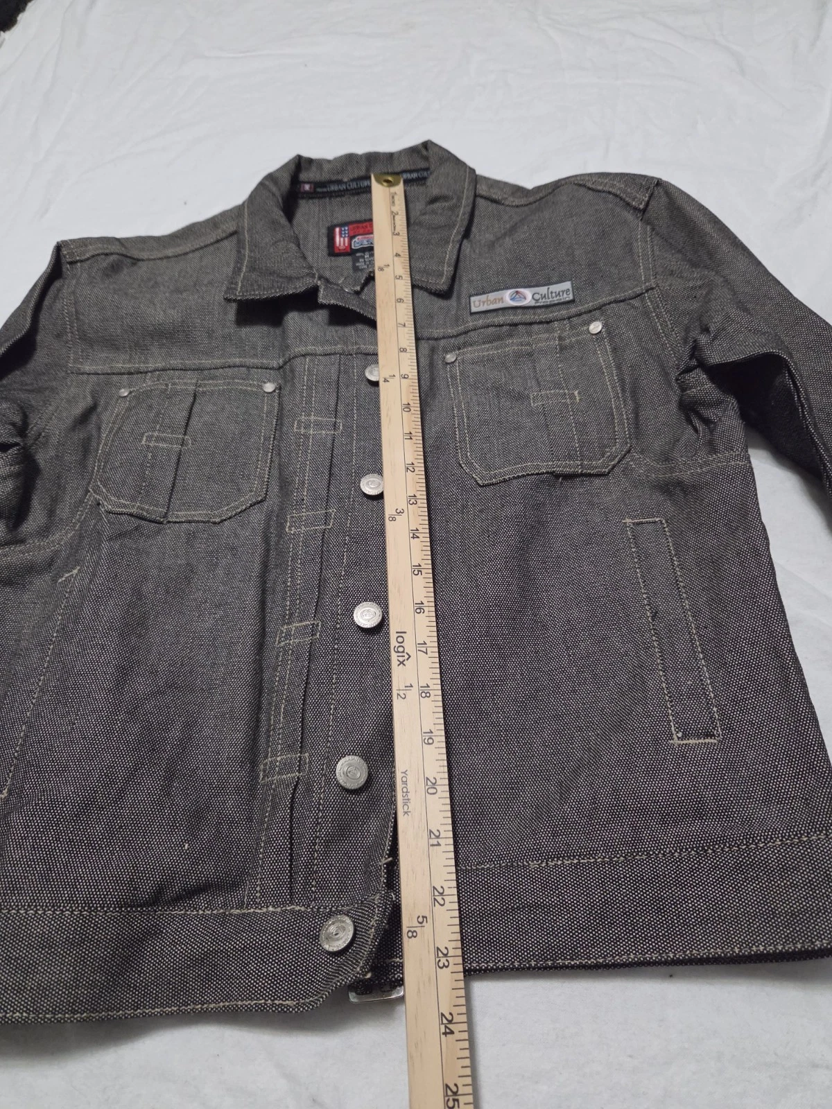Propain Urban Culture  Mens  Black Denim Front Button Jacket Cotton Longsleeve M image 9
