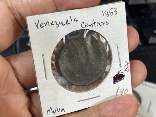 1858 Venezuela One Centavo Coin Great Condition Rare High Value - Picture 5 of 6
