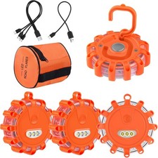 LED Road Flares Rechargeable Safety Flashing Warning Light Roadside Emergency Di