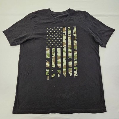 Find Out Who Your Friends Are US Flag Black Short Sleeve T-Shirt Men's XL