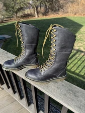 DR. MARTENS Aleina Tall Combat 14 Eyelet Lace Up Floral Fold Over Boots Size 7 