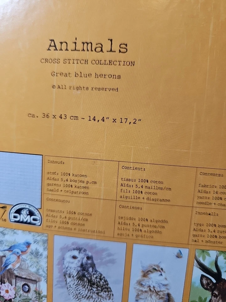 LanArte Kit Punto de Cruz Contado Grandes Garzas Azules 14ct Gris Aida Animales Aves Foto 4 de 4