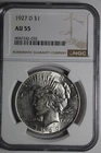 1927 D Peace Silver Dollar AU55 NGC #032