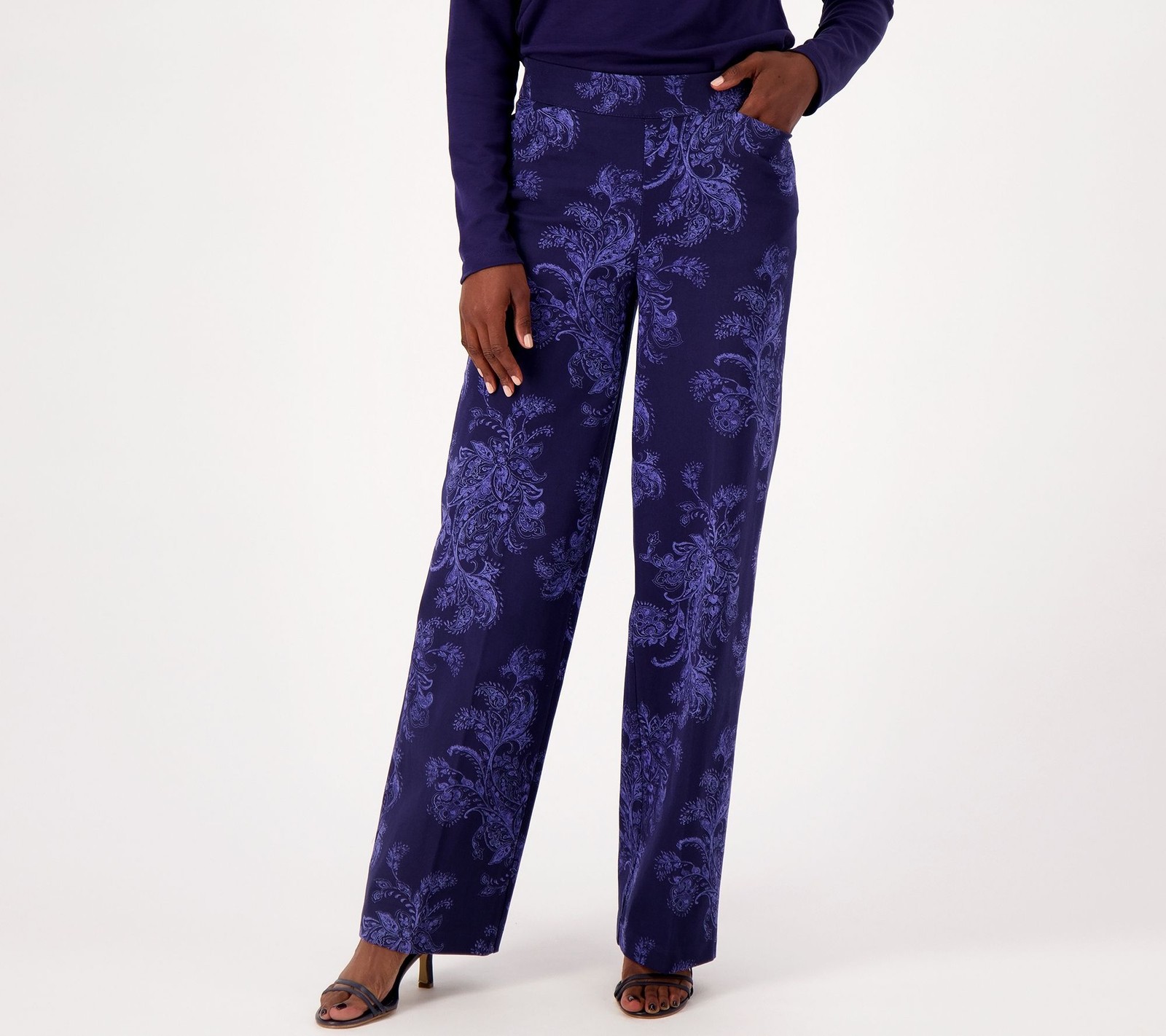 Isaac Mizrahi Live! Women's Plus Sz Pants 32 Regular Printed Baby Blue A551038