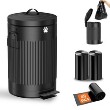 Dog Poop Trash Can Outside, 12L/3.1Gal Metal Dog Waste Trash Can with Lid, Fo...