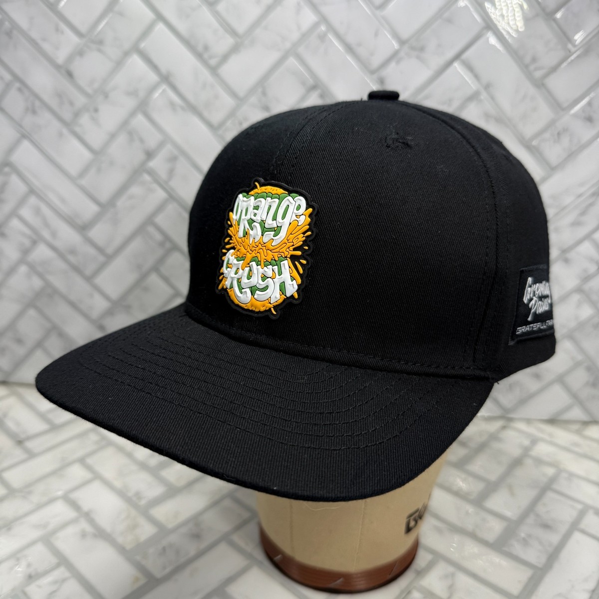 Orange Crush Snapback Hat Growing Pains Grateful Farmz Black Rubber Patch OSFM