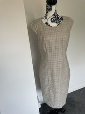NEXT Tailored Check Sheath Dress Wool Blend Cap Sleeve Smart Work office size 12