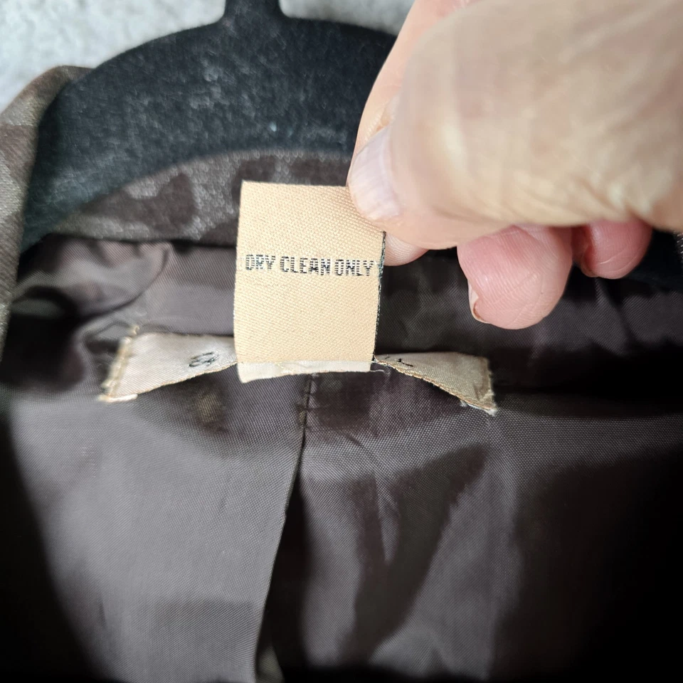 Blazer Savvy By Rafael para mujer 10 marrón estampado animal abotonado suave a medida Foto 4 de 4