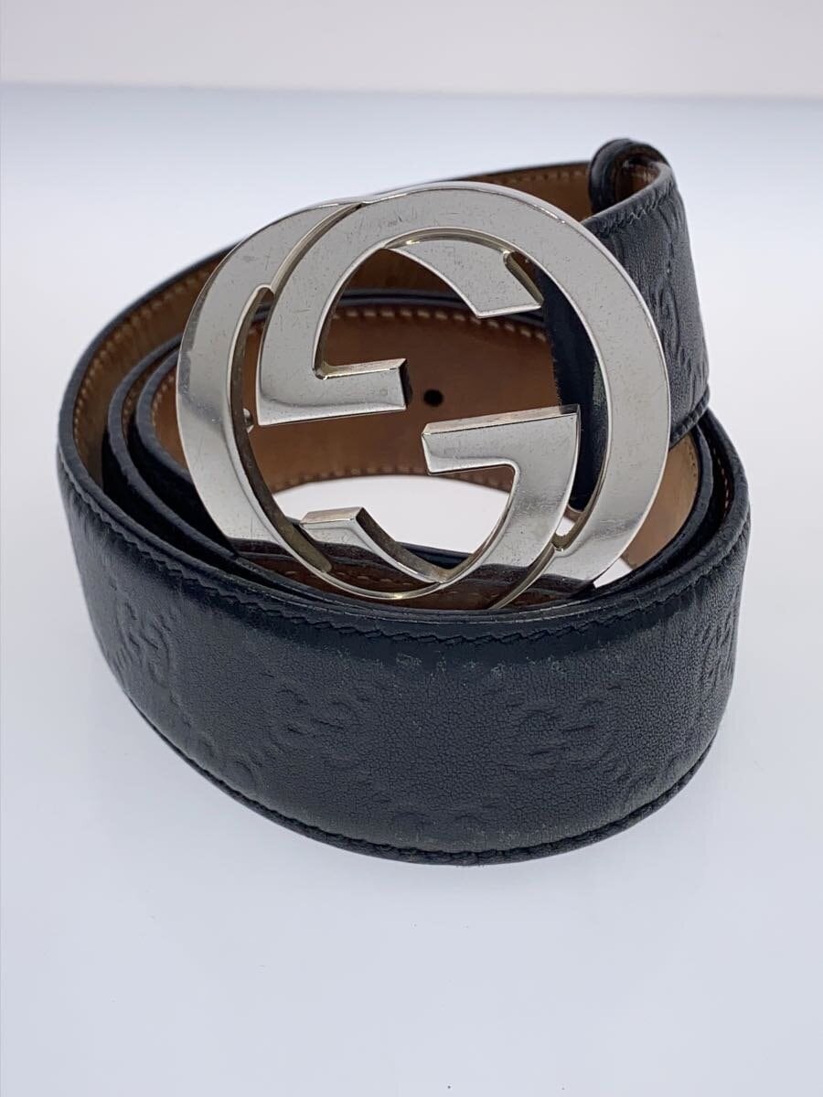 GUCCI Mens Black All-Over Print Leather Belt 525040