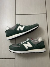 Size 10- NEW BALANCE 574 CLASSICS GREEN WHITE SNEAKERS  - U574GNH