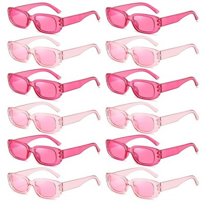 12 Pack Color Rectangle Sunglasses Bulk 90s Y2K Trendy Sun Glasses for Bachel...