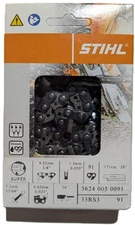 33RS3 91 STIHL OEM chainsaw, 28" guide bar, 3/8" pitch, .050" gauge, 36240050091