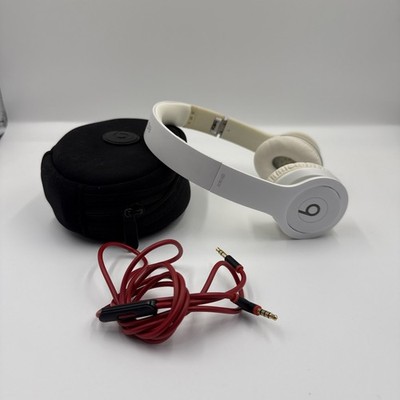 Beats by Dr. Dre Solo HD Monster Wired On-Ear Headphones White Tested W/ Cord