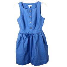 J. Crew Women's Blue Linen Blend Sleeveless Dress w/Pockets Side Zip Size 2