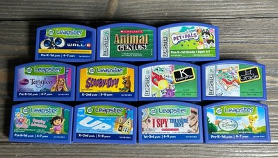 Leapster Leap Frog Electronic Learning Game Cartridges Mixed Lot of 11 UP I SPY
