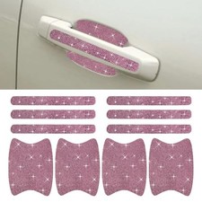 10PCS Bling Car Door Handle Protector, Crystal Rhinestone Anti-Scratch Car Pink
