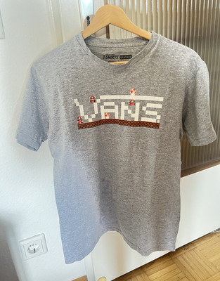 VANS Herren T-Shirt S grau Nintendo Super Mario Print 8bit Retro