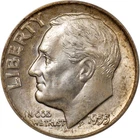 1955-D Roosevelt Dime - FT/FB - Frosty Luster - Mint Set Toned - GEM BU!