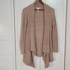Sarah Spencer Tan Draped Cardigan Angora Rabbit Nylon blend Medium