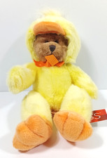 Russ Berrie Webster Easter Teddy Bear 7" Sitting Plush Duck Costume Suit Yellow
