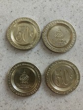 Lot of 4 TRUMP TAJ MAHAL 50 Cents Gaming Casino Tokens ~ Atlantic City, NJ