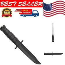 Leatherneck S/F Black Training Knife - Bushcraft, Reusable, Full Tang, 7" Blade