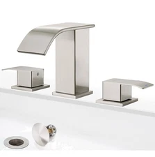 GAGALIFE 8 Inch Waterfall Bathroom Faucets 3 Hole - Brushed Nickel Widespread