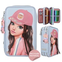 Topmodel 3 Fach Federtasche Mit Applikation Team Teddy