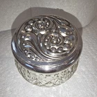 Vtg silvertone scroll 5 oz clam shell jar Avon Rich Moisture Cream Victorian