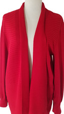 Liz Claiborne Red Cardigan Sweater Ladies Sz XL Open Front Ribbed 3215