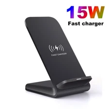 US 15W Fast Wireless Charger Stand Dock For Samsung Galaxy S24 iPhone 16 15 14