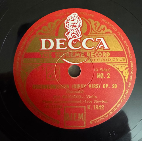 K 1842 Ida Haendel Ivor Newton Sarasate Zigeunerweisen Gypsy Airs 78 u/min RAR