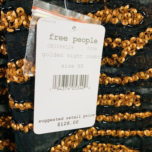 Free People NWT Head Turner One Shoulder Top XS Golden Night - Picture 8 of 10