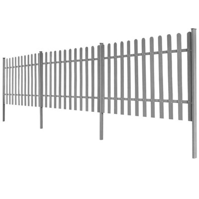 WPC Lattenzaun mit Pfosten 3 Stk 6 m Lang 100 cm Hoch Grau I6T4