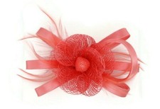 Fascinator flower - Coral / fascinator hat / derby hat / Tea party headwear