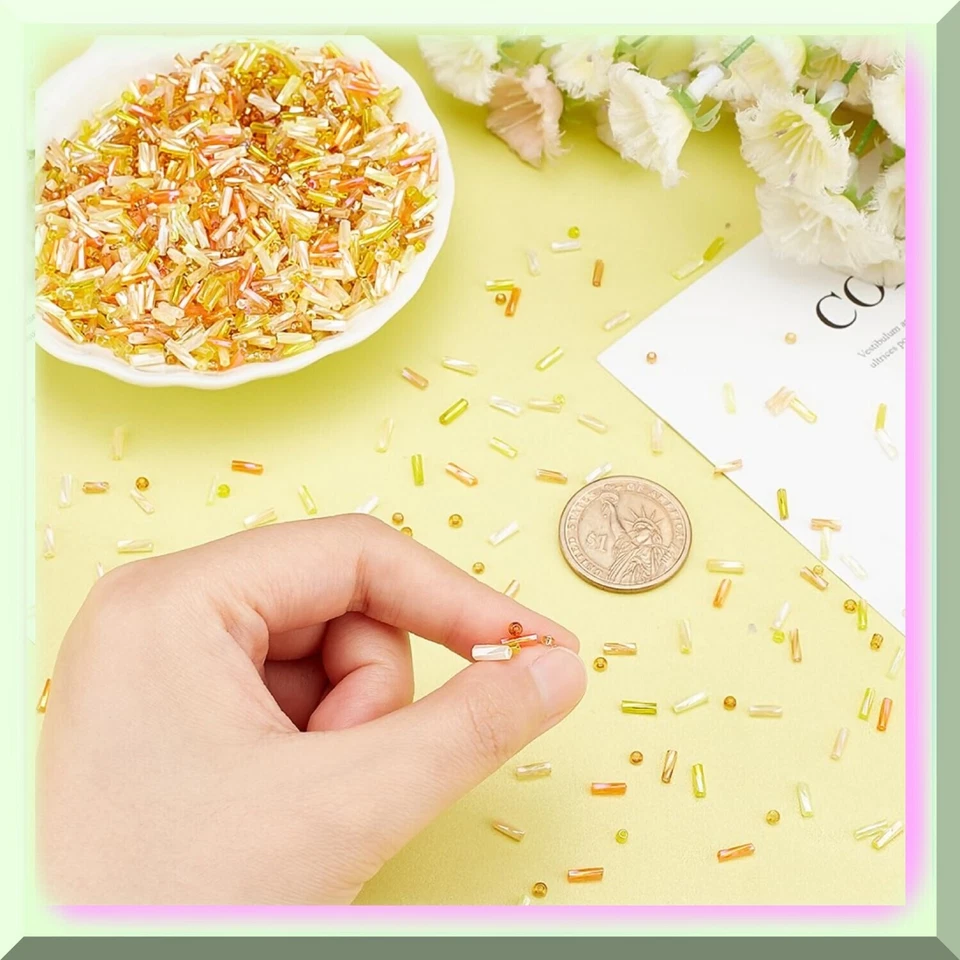 Kit para hacer joyas hágalo usted mismo - 3500 cuentas de semillas amarillas, 2000 cuentas de corneta Gl, 1500 Foto 4 de 4