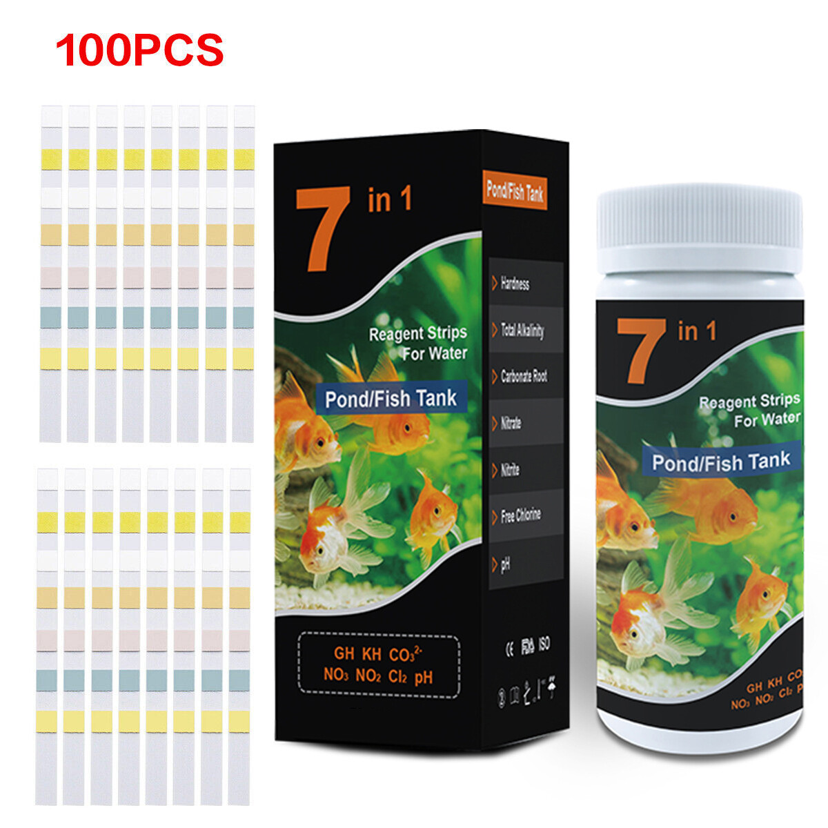 7 in 1 PH Test Fish Tank Water Tropical Aquarium Pond Water Test Strips