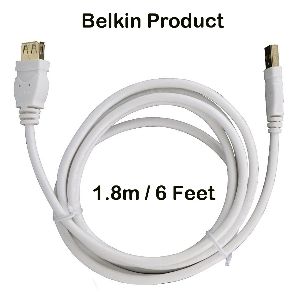 Genuine Belkin USB 6' USB Extension Cable Male Female White