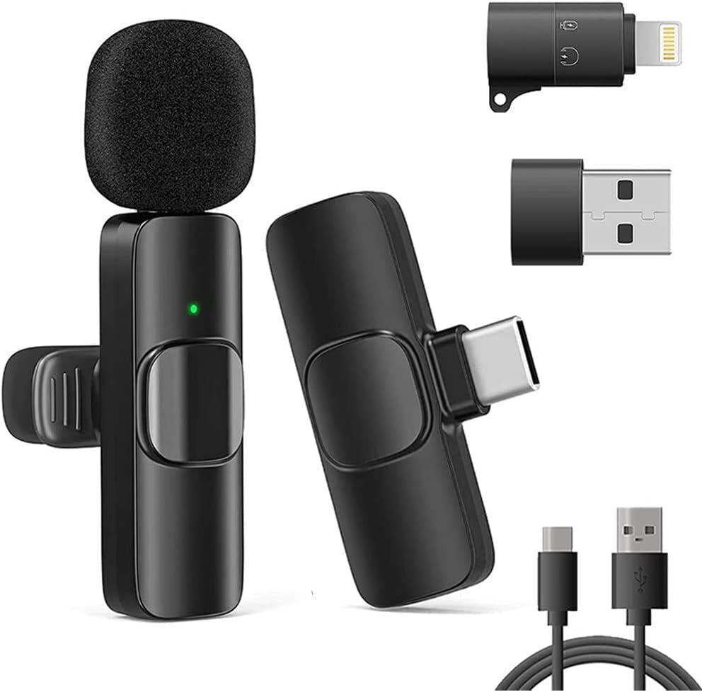 Micro-cravate sans fil pour vlogging extérieur et interview sur smartphone Android et iPhone