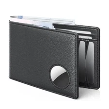 Men Wallet with Airtag Holder Genuine Leather Bifold Wallet for Air Tag New Gift