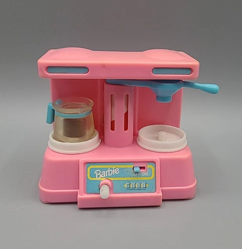 1992 Barbie Wind Up Coffee Maker with pot #9313 vintage Mattel tested! Pink