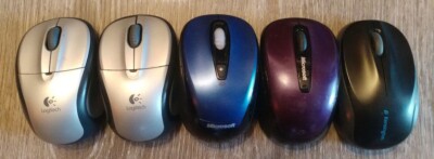 Lot 5  Bluetooth Mini Mouse, 2 Logi m305, 1 MSFT 3000, 3500, 1 Kensington K72339
