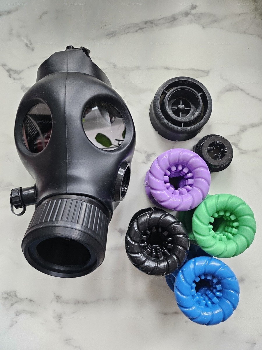 Gas Mask Flesh Cup Insert Gag Latex Hood – Cosplay, Drone, BDSM