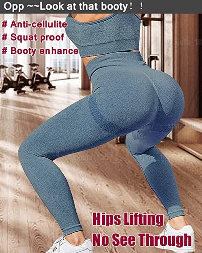 Women Anti Cellulite Yoga Pants High Waist PUSH UP Leggings Workout Trousers Gym - Picture 8 of 23