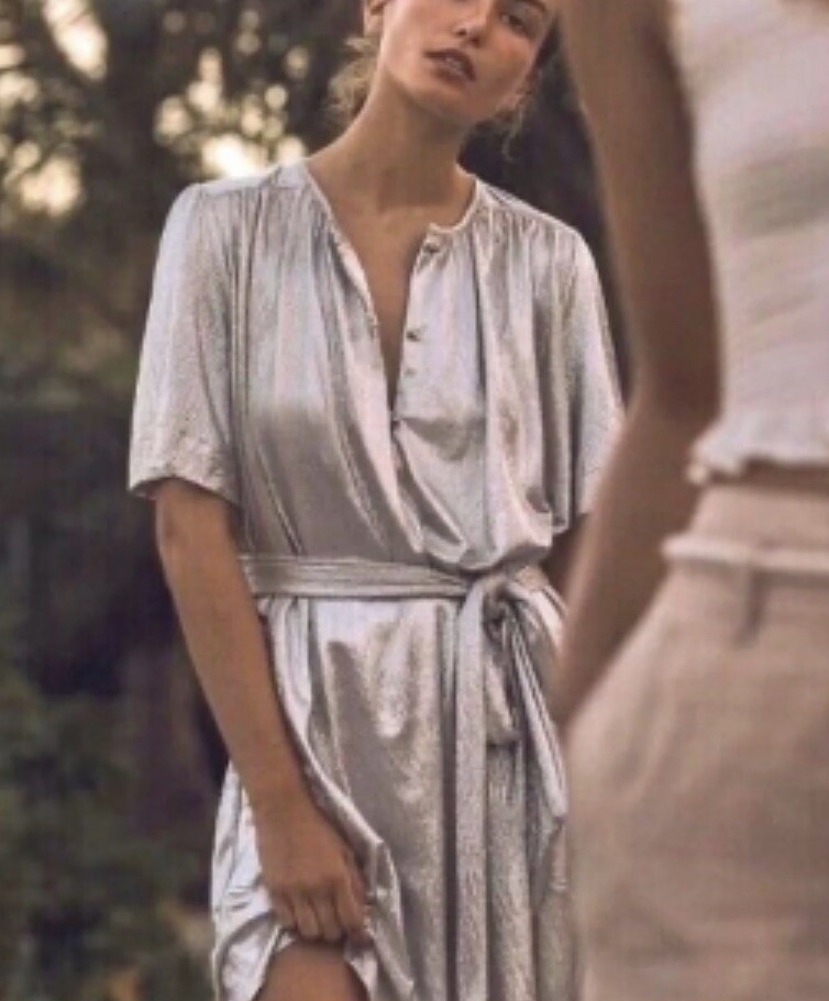 NEW Sabina Musayev Anthropologie Mercury Silver Metallic Shirt