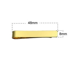 2Pcs Men's Tie Clip , Stainless Steel 48mmx8mm Gold Tone