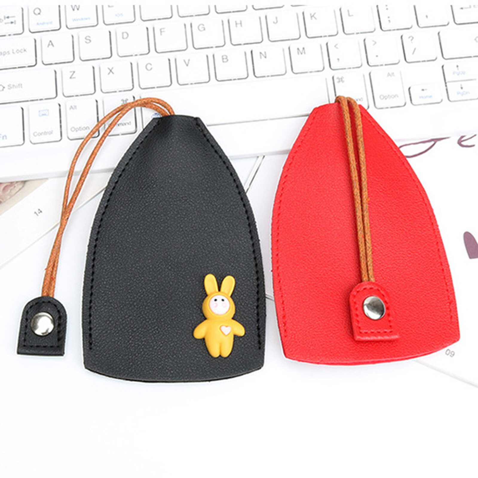 4pcs PU Car Key Bag Pull Type Cartoon Key Wallet Keys Protective Case