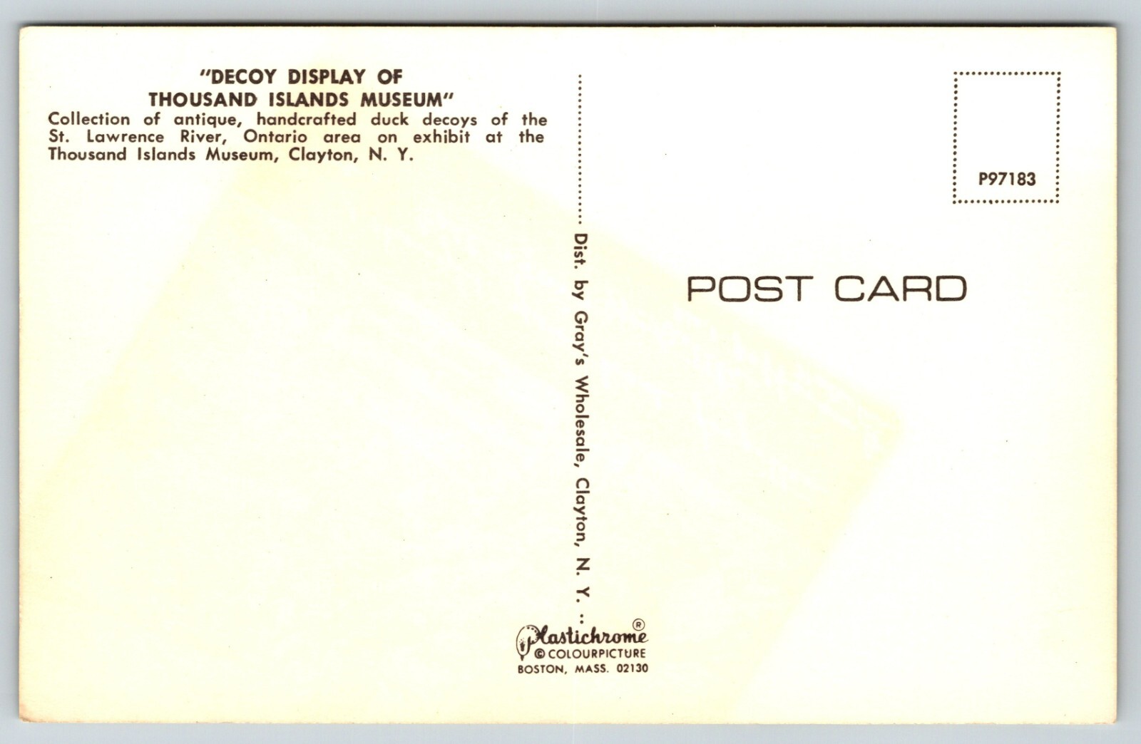 CLAYTON NEW YORK NY decoy display Thousand Islands Museum Ontario Postcard A44 eBay