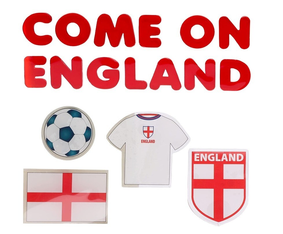 2 X England Gel Window Stickers Support Football Team Celebration 15cm